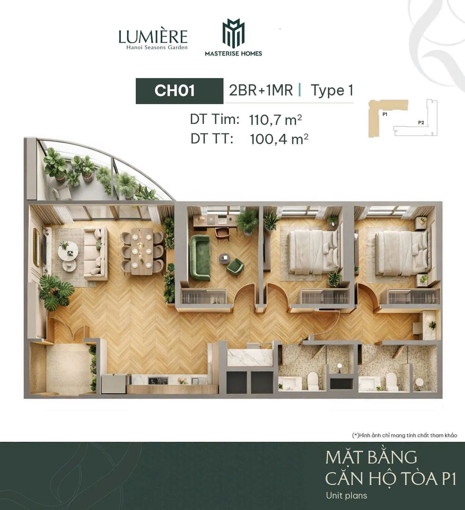 can ho 2pn 1 111m2 lumiere hanoi seasons garden