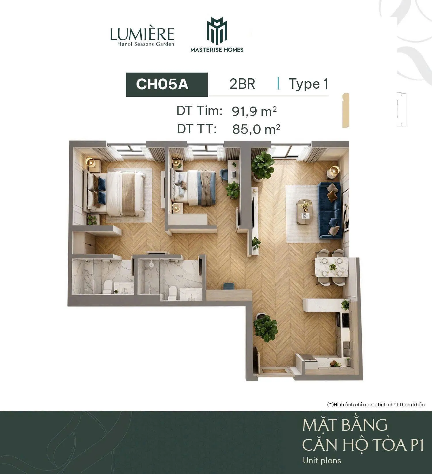can ho 2pn 92m2 lumiere hanoi seasons garden